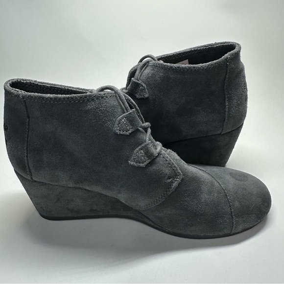 Toms Bootie Kala Forged Iron Grey Suede Desert Wedge Ankle Boots Booties Sz 8.5 - Picture 7 of 12